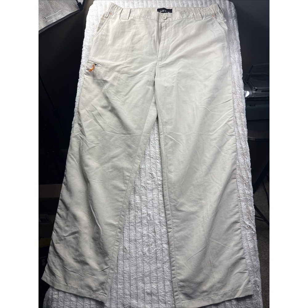 Orvis Pants Mens Large Ivory 30L‎ Performance Stretch Nylon Hiking Outdoor NWOT